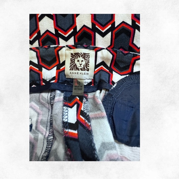 Anne Klein Geometric Print Slim Pants Size 10 - Picture 6 of 7